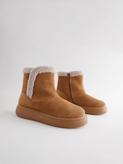Dunkelbraun/Veloursleder - Forever Comfort® Stiefeletten mit Futter aus Fellimitat - Bild 7 von 10