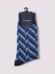 Duchamp Blue Mens Herringbone Socks 2 Pack - Image 2 of 3