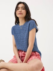 FatFace Tasmin Blue Ikat Knit T-Shirt - Image 1 of 4