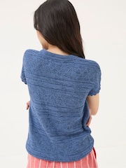 FatFace Tasmin Blue Ikat Knit T-Shirt - Image 2 of 4