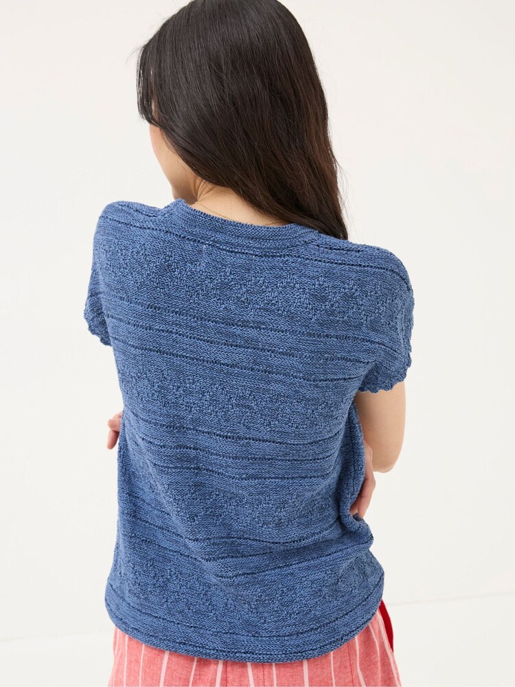 FatFace Tasmin Blue Ikat Knit T-Shirt - Image 2 of 4