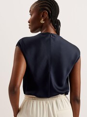 Ted Baker Blue Misrina Draped Neck Woven Top - Image 2 of 6