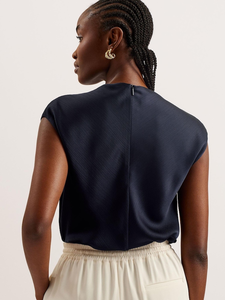 Ted Baker Blue Misrina Draped Neck Woven Top - Image 2 of 6