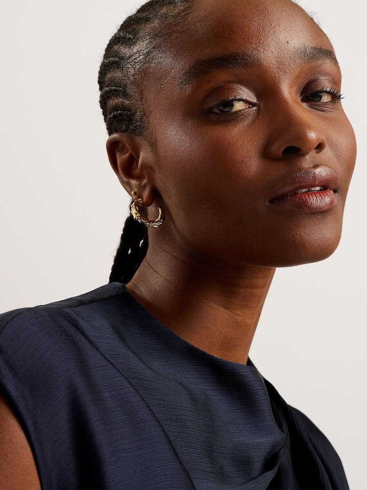 Ted Baker Blue Misrina Draped Neck Woven Top - Image 4 of 6