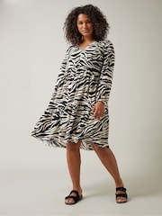 Evans Curve Tiered Zebra Print Dress - Image 1 of 6