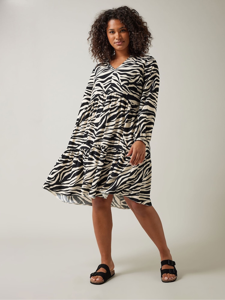 Evans Curve Tiered Zebra Print Dress - Image 1 of 6
