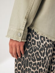 Beige Fringe Embellished Denim 100% Cotton Shirt - Image 6 of 8