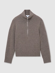 Reiss Dark Neutral Saffron Wool-Cashmere Half-Zip Jumper - Image 2 of 6