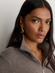 Reiss Dark Neutral Saffron Wool-Cashmere Half-Zip Jumper - Image 4 of 6