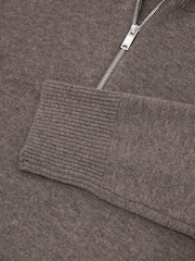 Reiss Dark Neutral Saffron Wool-Cashmere Half-Zip Jumper - Image 6 of 6