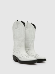 Schuh Dora Leather Western Knee Boots - Image 2 of 4