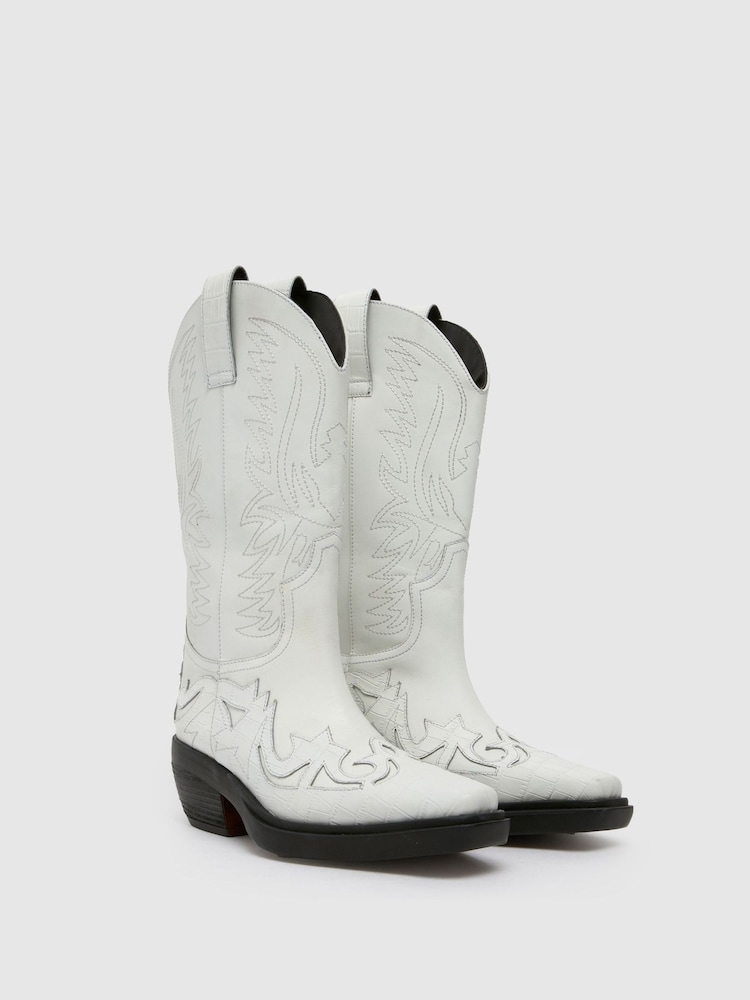 Schuh Dora Leather Western Knee Boots - Image 2 of 4
