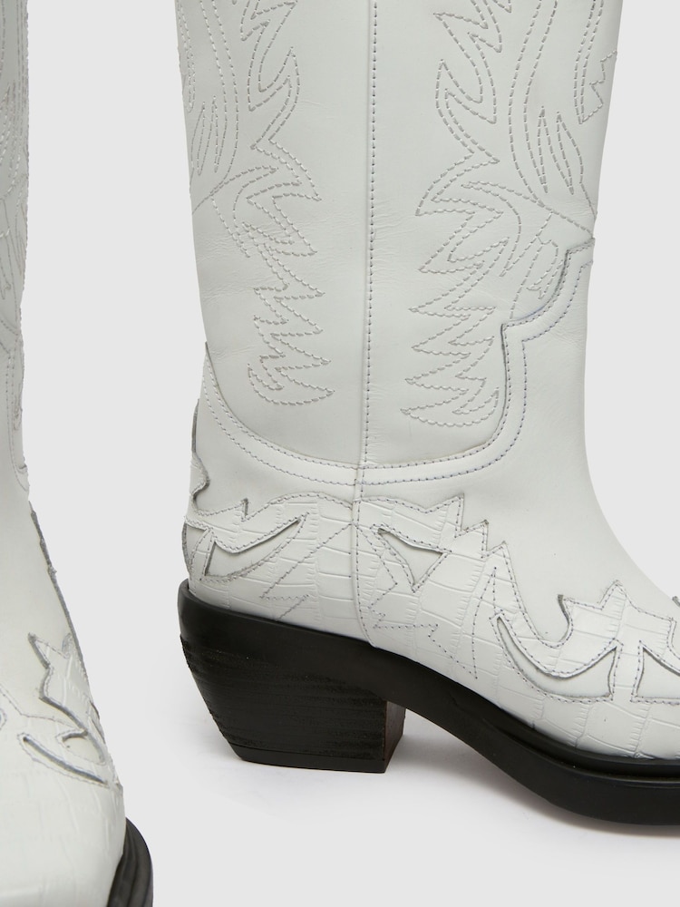 Schuh Dora Leather Western Knee Boots - Image 4 of 4