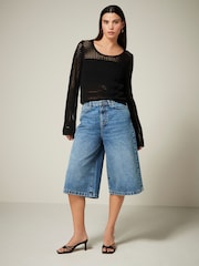 Dark Blue 100% Cotton Denim Shorts - Image 1 of 6