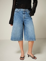 Dark Blue 100% Cotton Denim Shorts - Image 2 of 6