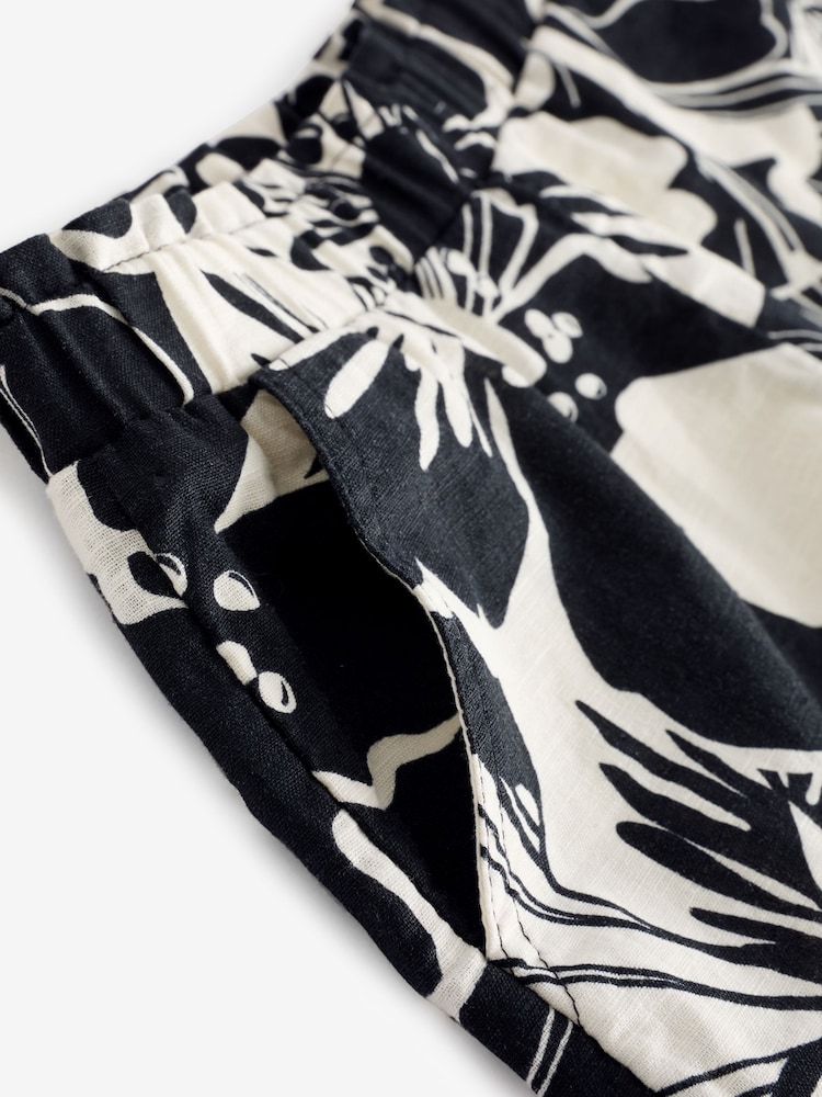 Gap Black/White Floral Linen Cotton Pull On Shorts (4-13yrs) - Image 5 of 5