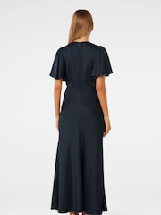 Forever New Blue Chelsea Flutter Sleeve Satin Maxi Dress - Image 2 of 4