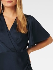 Forever New Blue Chelsea Flutter Sleeve Satin Maxi Dress - Image 4 of 4