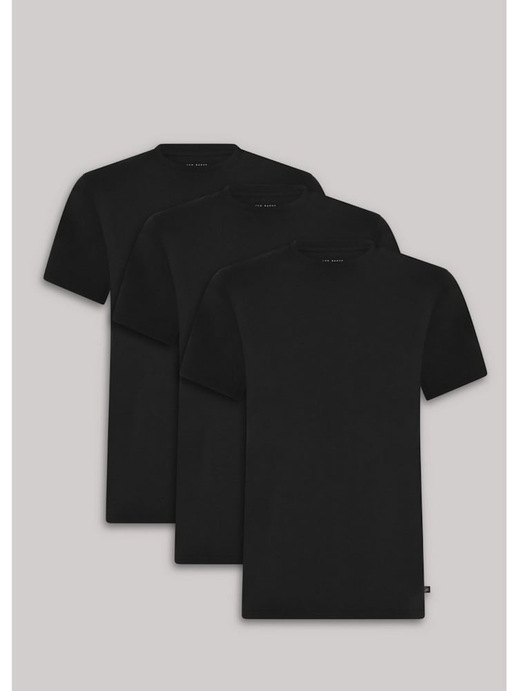 Ted Baker Black Crew Neck T-Shirts 3 Pack - Image 2 of 3 Ted Baker Black Crew Neck T-Shirts 3 Pack - Image 2 of 3