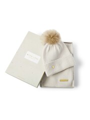 Katie Loxton White Boxed Fine Knitted Hat & Scarf Set - Image 3 of 3