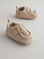 Neutral Suede Lace-Up Baby Shoes (0-24mths) - Image 1 of 5