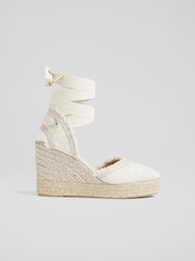 Naravni - LK Bennett Sofia Canvas Espadrille čevlji s polno peto - Slika 1 iz 4