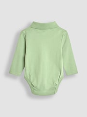 JoJo Maman Bébé Green Plain Long Sleeve Polo Shirt Bodysuit - Image 2 of 3