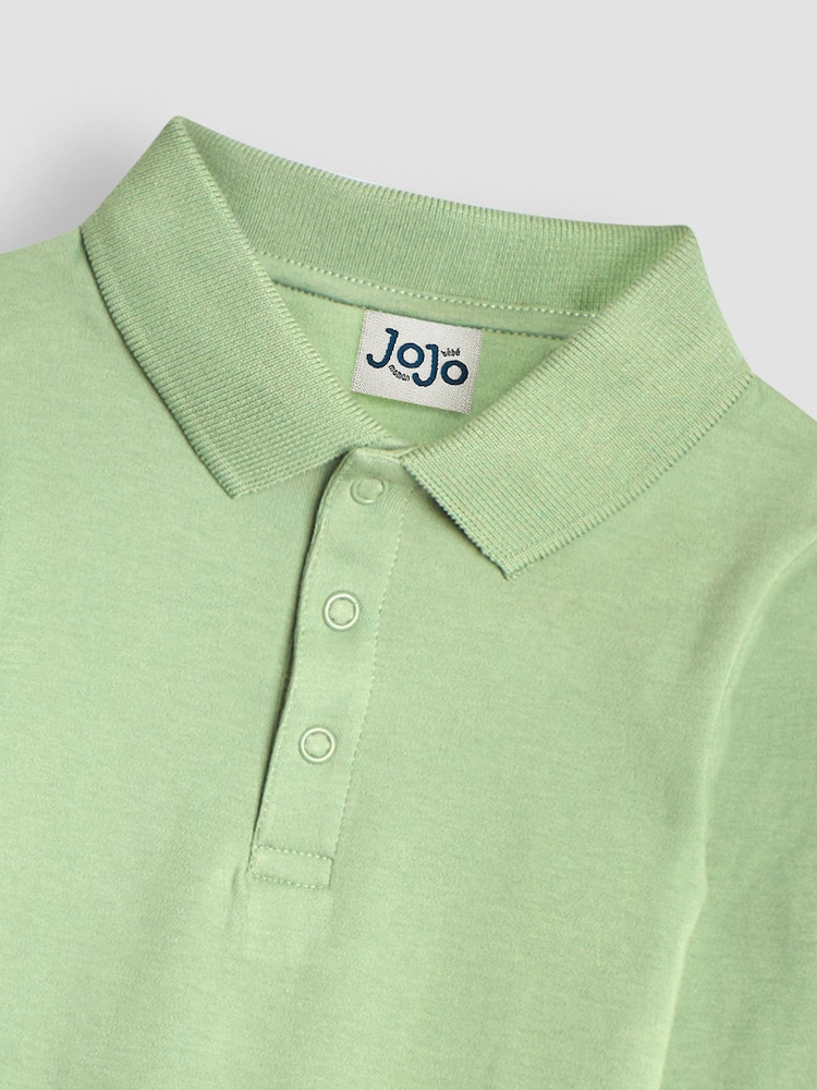 JoJo Maman Bébé Green Plain Long Sleeve Polo Shirt Bodysuit - Image 3 of 3 JoJo Maman Bébé Green Plain Long Sleeve Polo Shirt Bodysuit - Image 3 of 3
