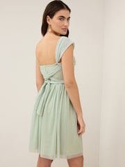 Grijs-groen - Mesh mini-jurk voor bruidsmeisjes met meerdere draagmogelijkheden - Image 4 of 8