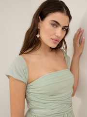 Grijs-groen - Mesh mini-jurk voor bruidsmeisjes met meerdere draagmogelijkheden - Image 5 of 8