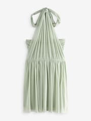 Grijs-groen - Mesh mini-jurk voor bruidsmeisjes met meerdere draagmogelijkheden - Image 7 of 8