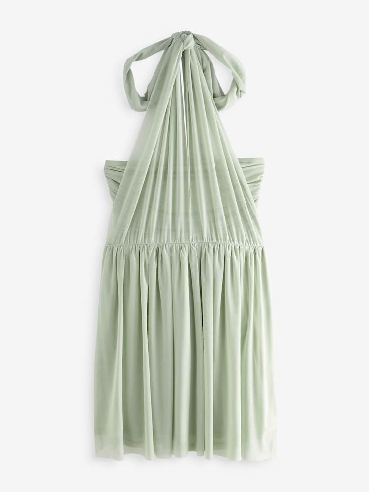 Grijs-groen - Mesh mini-jurk voor bruidsmeisjes met meerdere draagmogelijkheden - Image 7 of 8