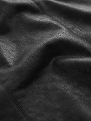 Black Faux Leather A-line Fluted Midi Skirt - Image 7 of 7