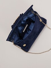 Phase Eight Blue Suede Embellished Trim Clutch Bag - Image 4 of 7