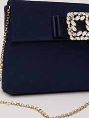 Phase Eight Blue Suede Embellished Trim Clutch Bag - Image 5 of 7