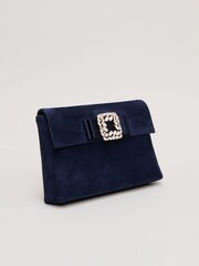 Phase Eight Blue Suede Embellished Trim Clutch Bag - Image 6 of 7