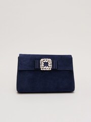 Phase Eight Blue Suede Embellished Trim Clutch Bag - Image 7 of 7