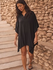 Black Longline Overhead Shirt Cover-Up - Image 1 of 8