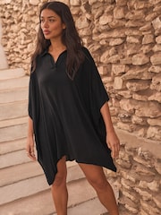 Black Longline Overhead Shirt Cover-Up - Image 3 of 8