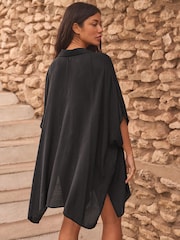 Black Longline Overhead Shirt Cover-Up - Image 4 of 8