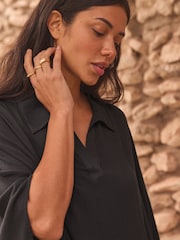 Black Longline Overhead Shirt Cover-Up - Image 5 of 8