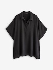 Black Longline Overhead Shirt Cover-Up - Image 7 of 8