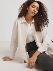 Simply Be Oatmeal Marl Jersey Shacket - Image 2 of 4