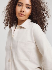 Simply Be Oatmeal Marl Jersey Shacket - Image 4 of 4
