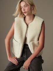 Ecru Teddy Borg Gilet - Image 1 of 8