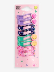 Lilac Purple Smiley Clips 8 Pack - Image 1 of 2