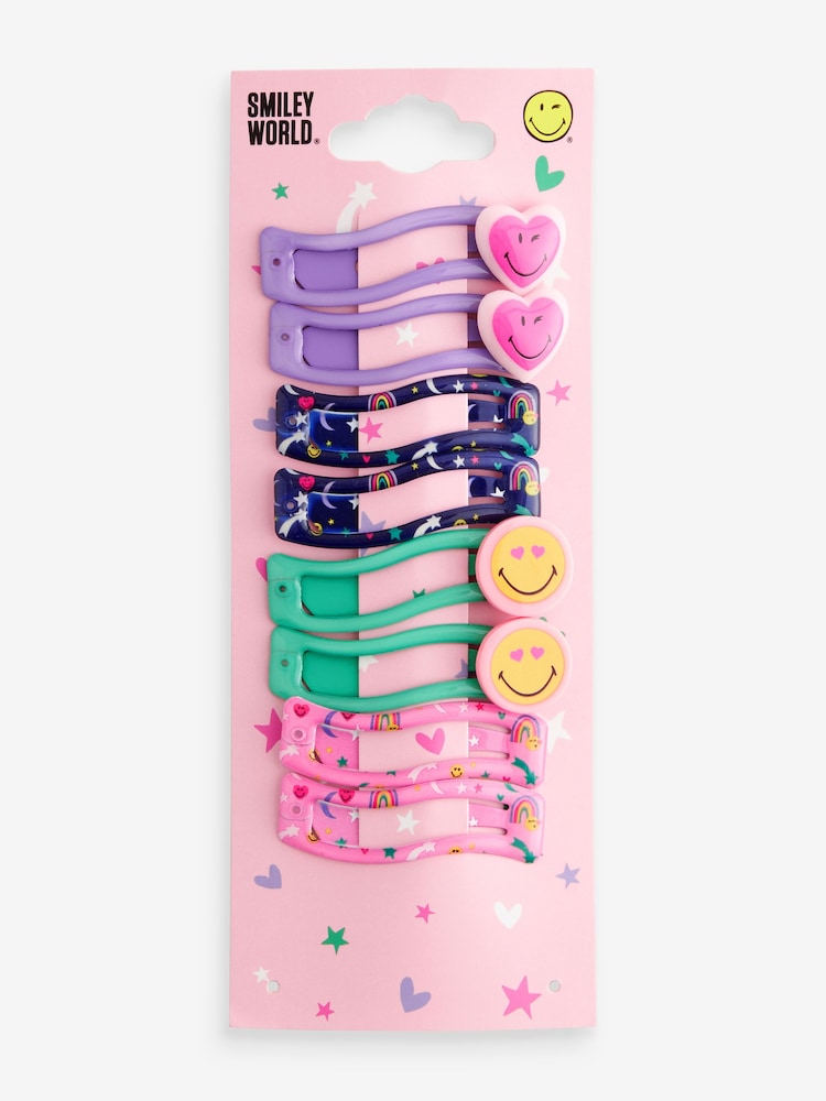 Lilac Purple Smiley Clips 8 Pack - Image 1 of 2