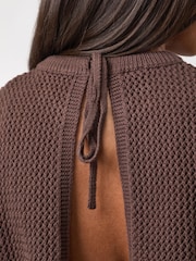 Gym King Brown Crochet Tie Back Vest - Image 4 of 4