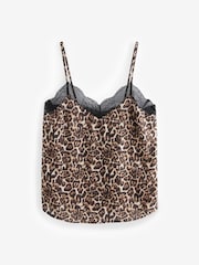 Animal Print Lace Trim Strappy Cami Top - Image 5 of 6