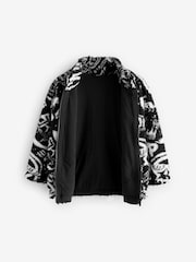 Black/White Printed Zip Through Borg Fleece (3-16yrs) - Image 4 of 6